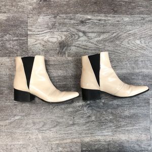 **SOLD***Urban Outfitters Sleek Cream And Black Color Block Heeled Boots